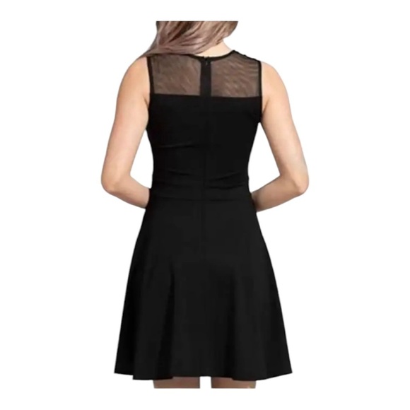 Sleeveless Contrast Mesh Yoke Pleated Dress NWT - Picture 2 of 10